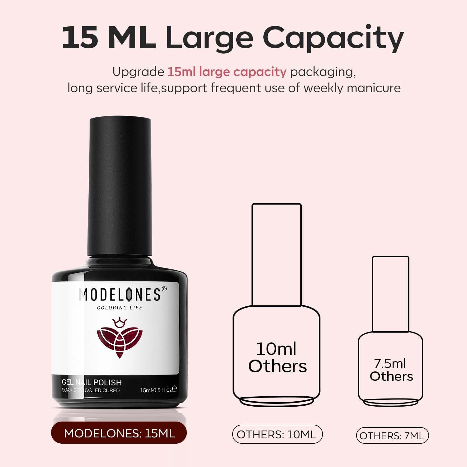 Modelones 15ml soak-off gel polish bottle for easy removal.