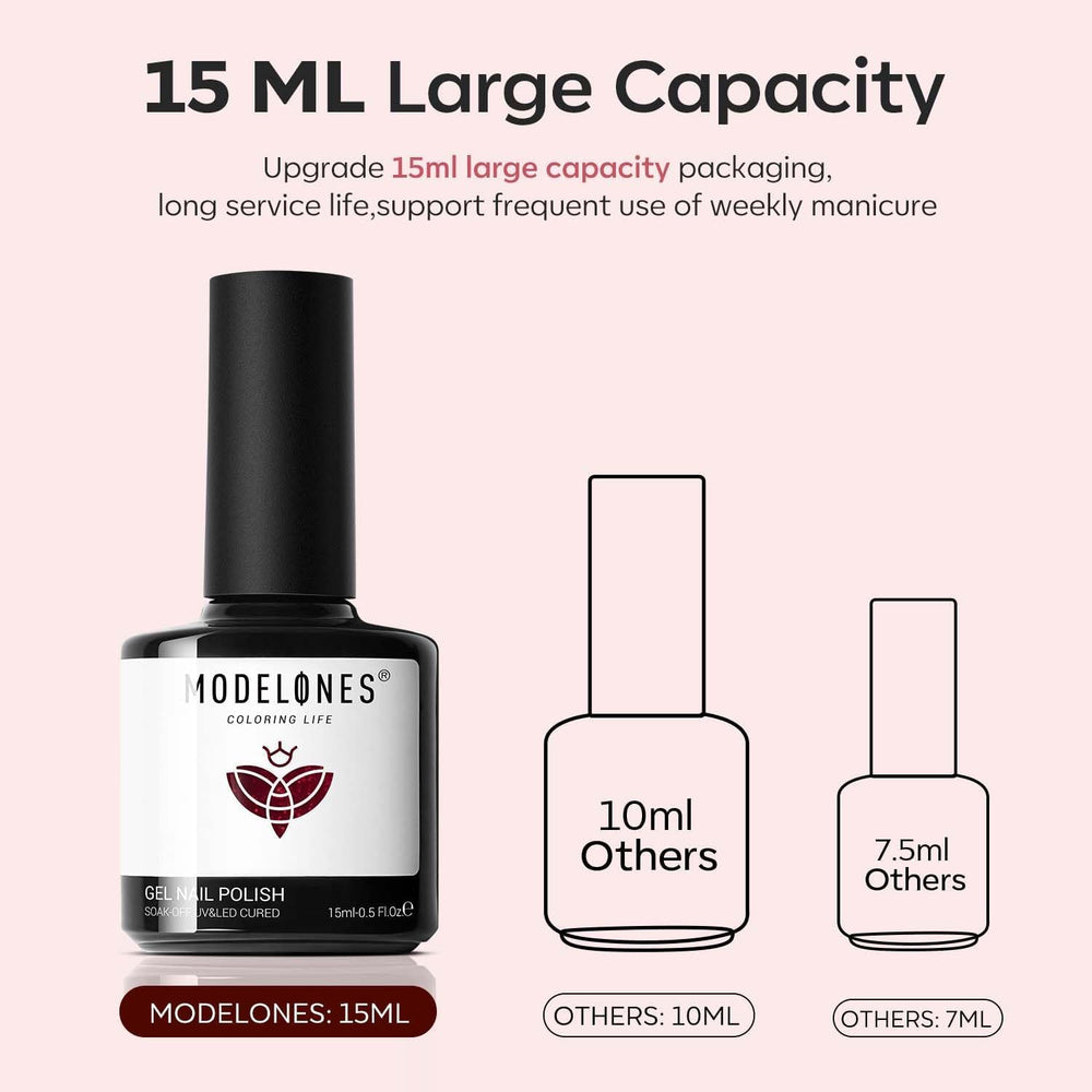 Modelones 15ml soak-off gel polish bottle for easy removal.