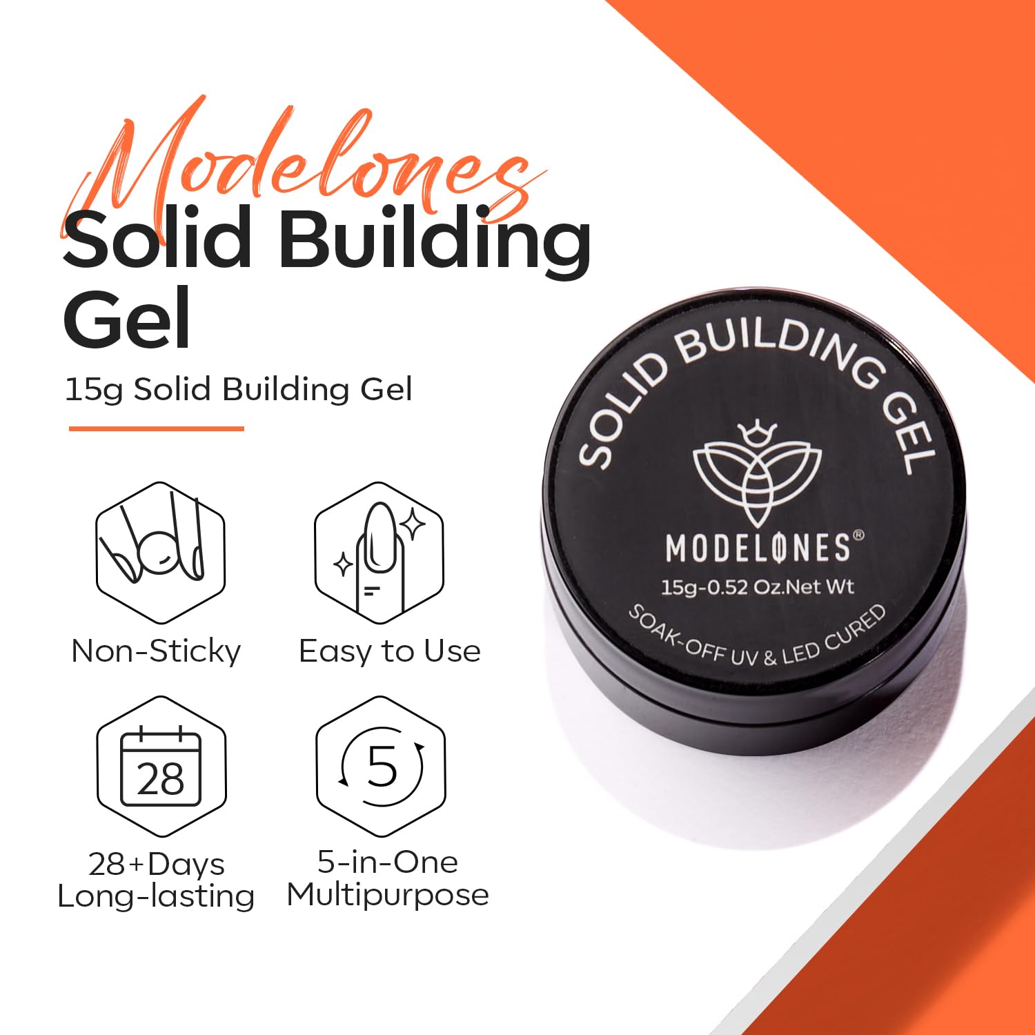 Modelones solid builder gel for nail extensions with durable hold