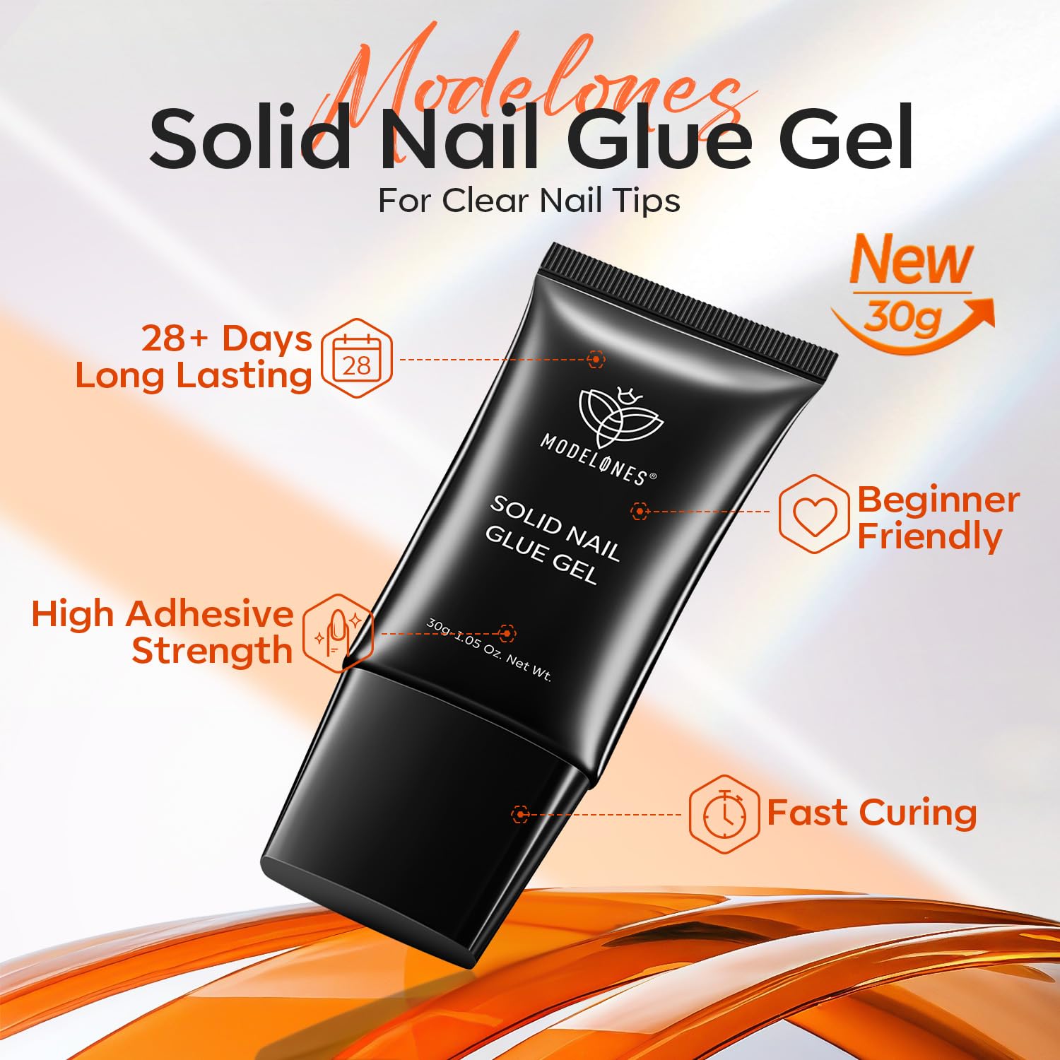 Modelones solid nail glue bottle-mouth control enabling even application on tips
