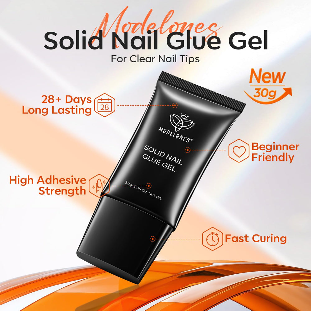 Modelones solid nail glue bottle-mouth control enabling even application on tips
