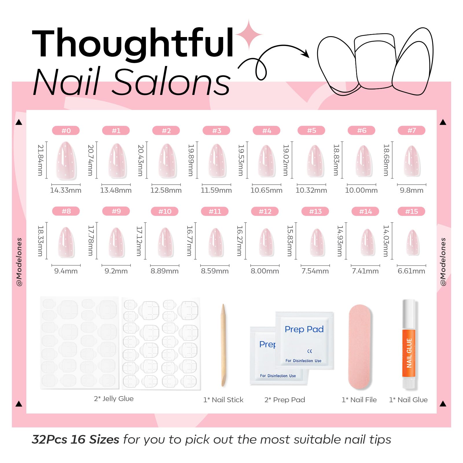 Tiras adhesivas y pegamento Modelones para fijar uñas de forma segura.
