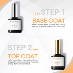 Modelones top coat clear 10ml bottle delivers a high-gloss, no-wipe finish.