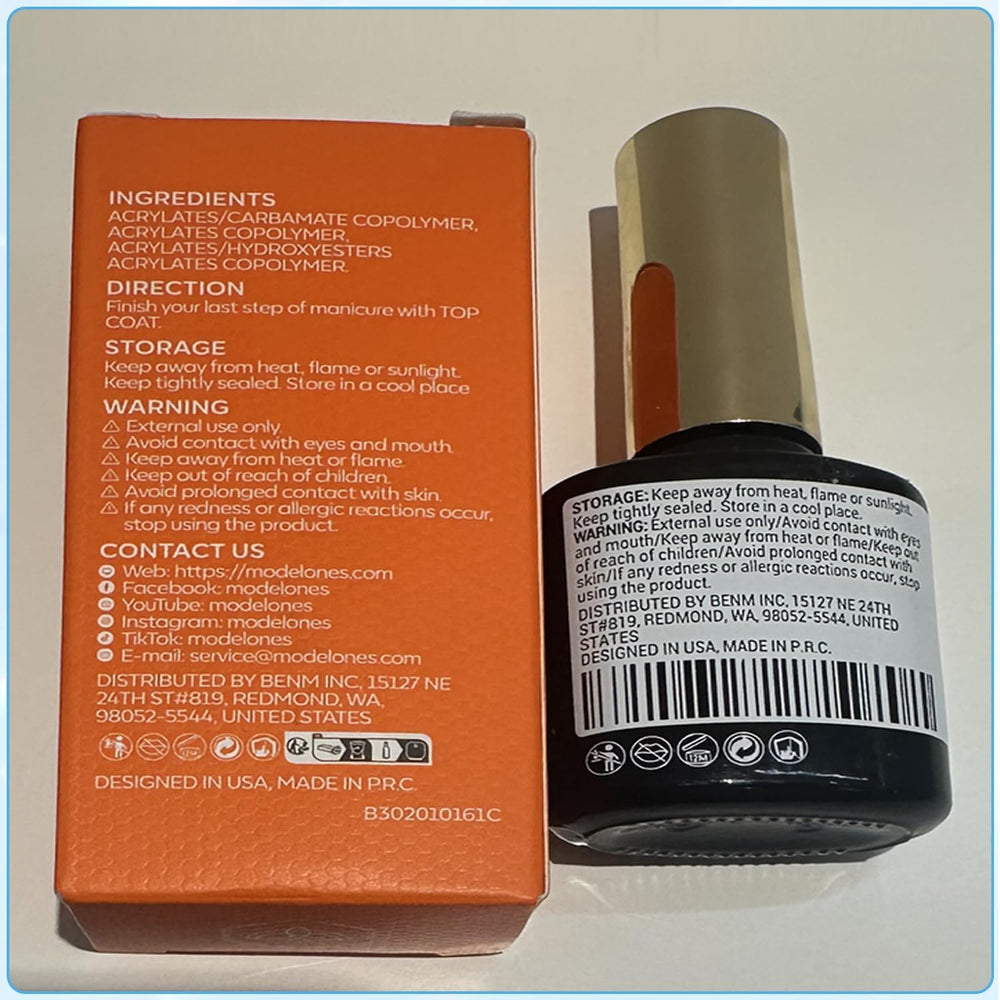 Modelones top coat on a swatch demonstrating a durable, mirror-like finish.