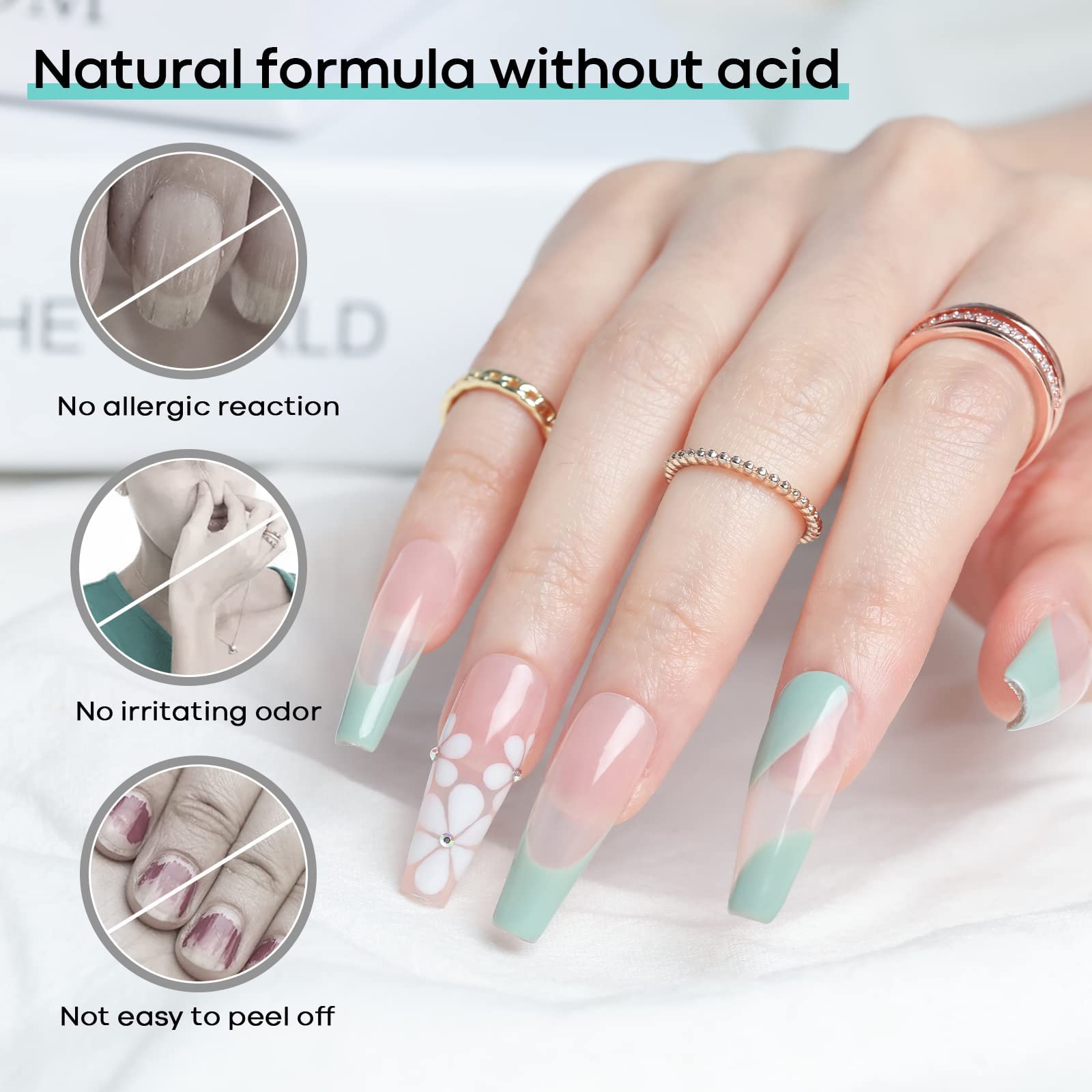 modelones uñas acrílicas y tips compatibles con este kit para manicuras profesionales.