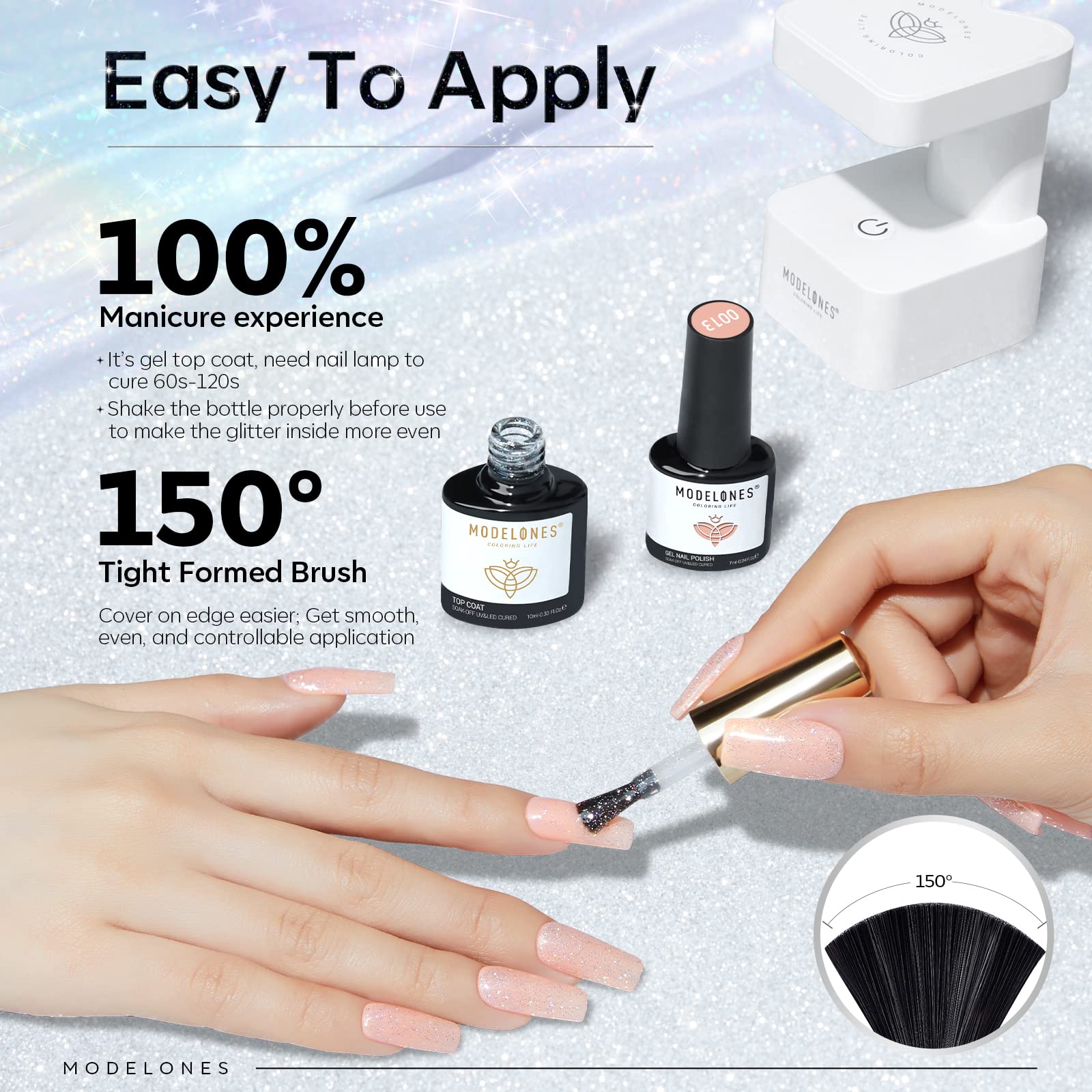 Modelones uñas lentejuelas plateadas: acabado confeti que resalta detalles.