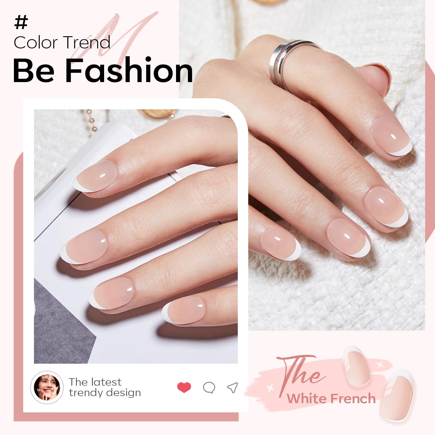 Modelones uñas ovaladas nude francesas para un estilo natural y cómodo.