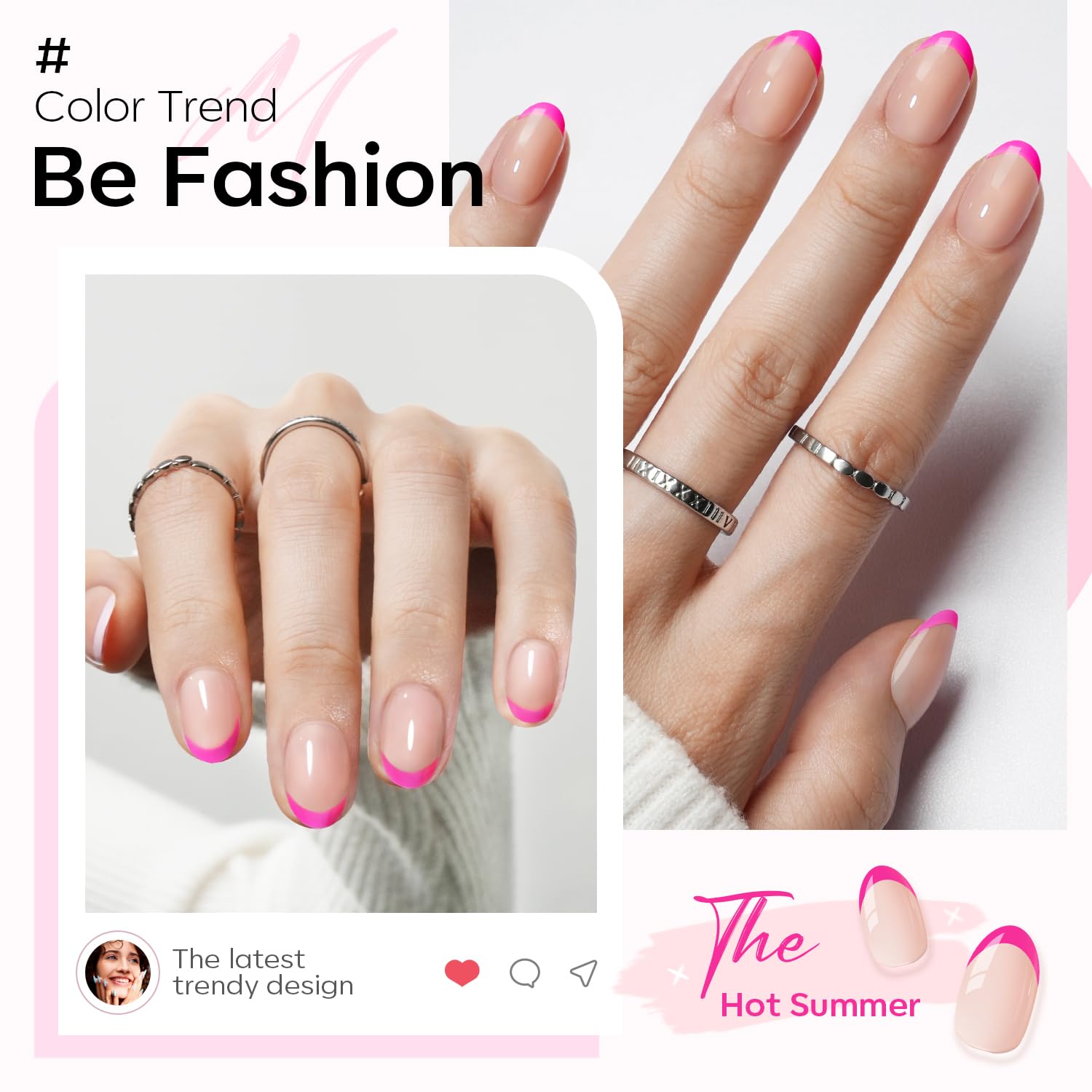 Modelones uñas ovaladas en rosa para un look fresco y duradero