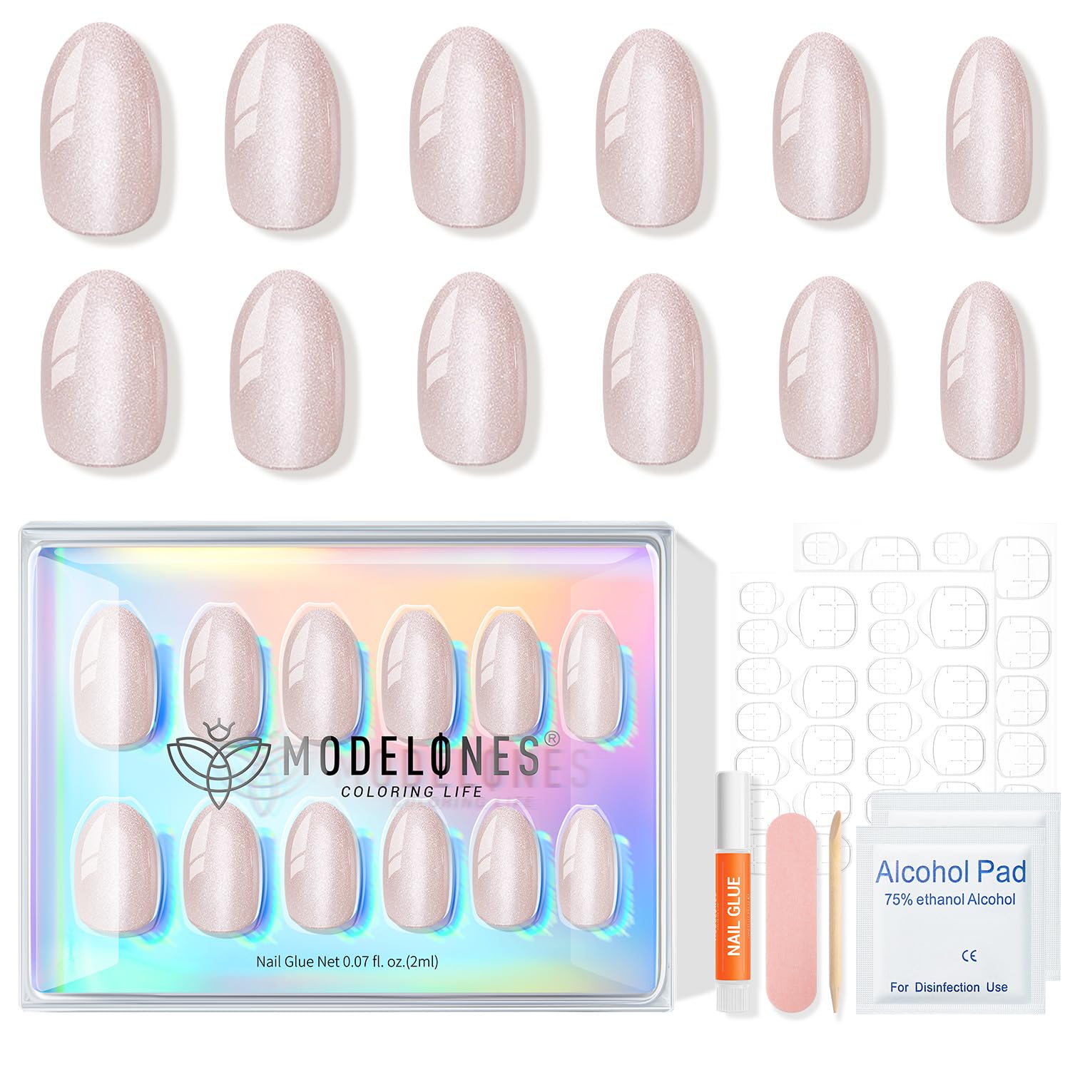Modelones Uñas Ojos de Gato: set de 32 piezas y 16 tallas para ajuste perfecto.