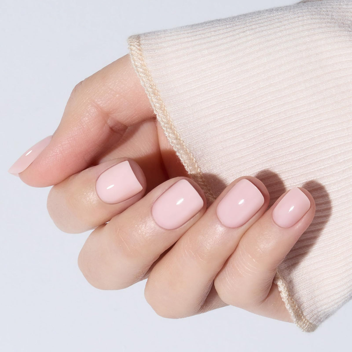Modelones uñas postizas extra cortas semi-traslúcidas listas para uso diario