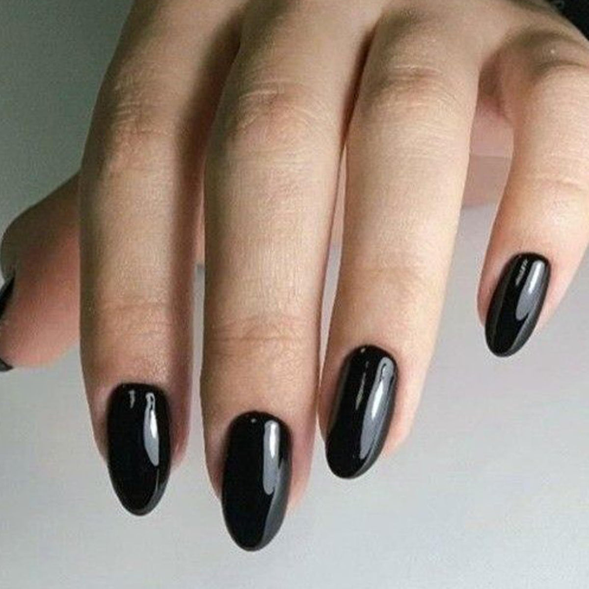 Modelones uñas postizas negras ovaladas, kit completo para manicura rápida