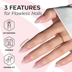Uñas rosadas con diseño de puntos de Modelones para combinar con atuendos diarios.