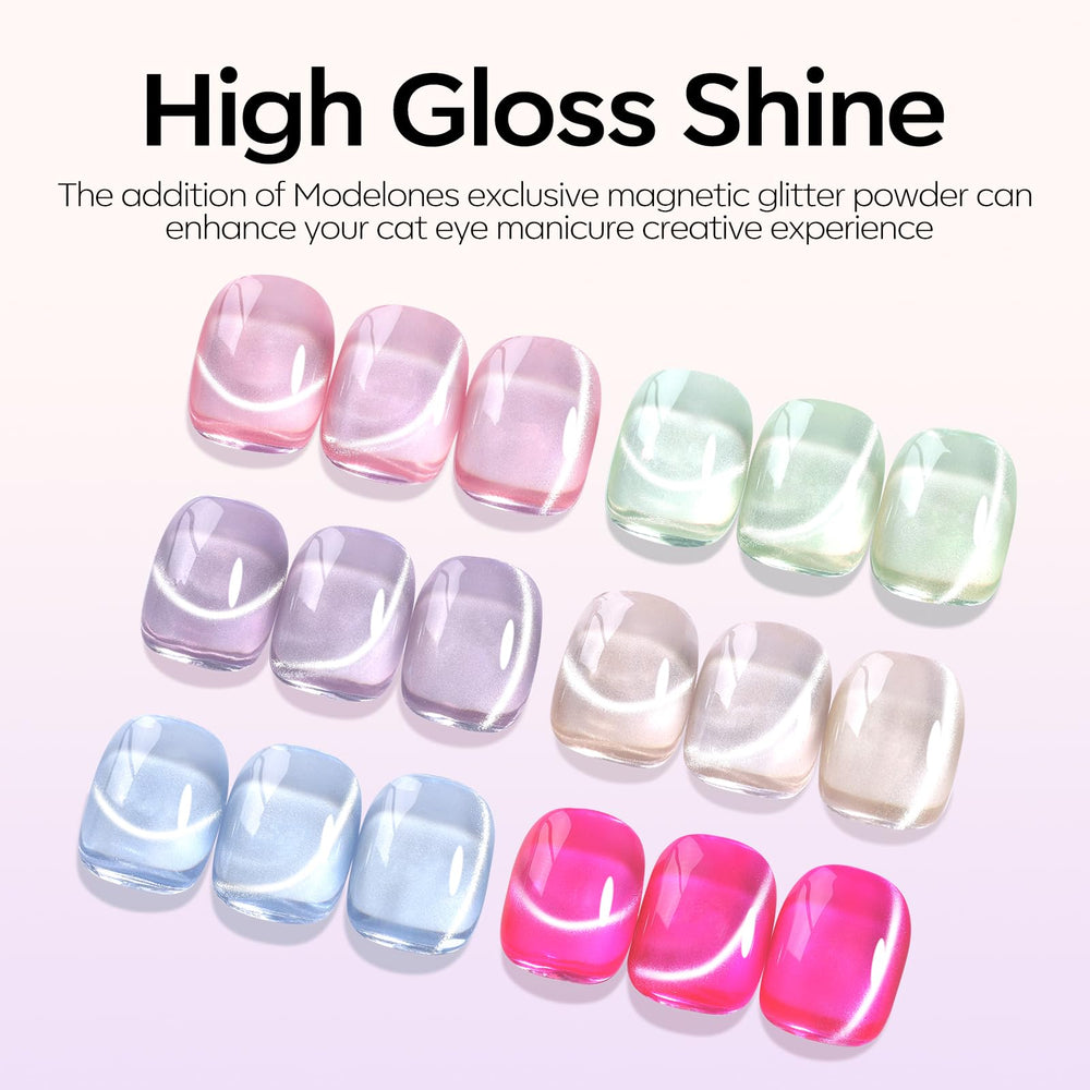 Modelones uncured polish under magnet to shape patterns before curing.