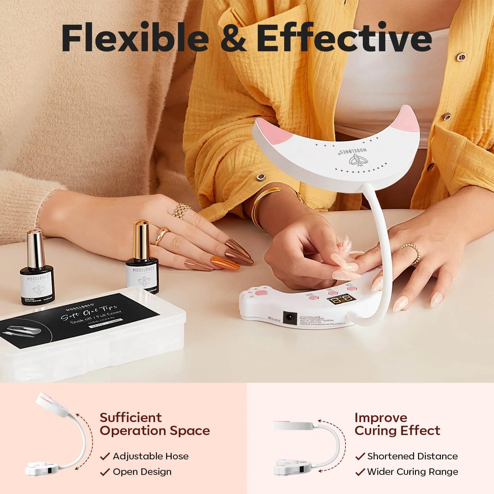 Modelones UV lamp features an LCD display showing remaining time