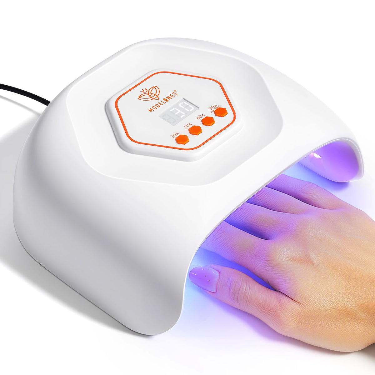 Modelones UV LED Nail Lamp front view for quick home gel curing.