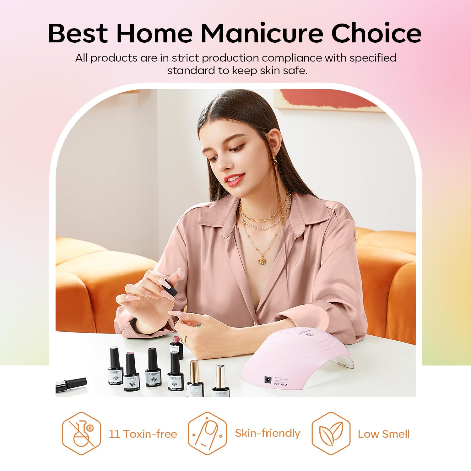 Modelones vegan cruelty-free formula with natural resin for safer nails.