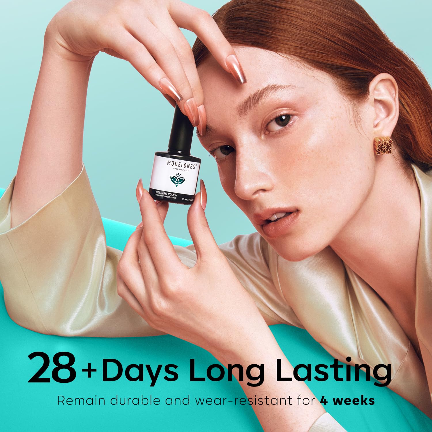 Modelones wedding and photoshoot nails can glow with subtle sparkle.