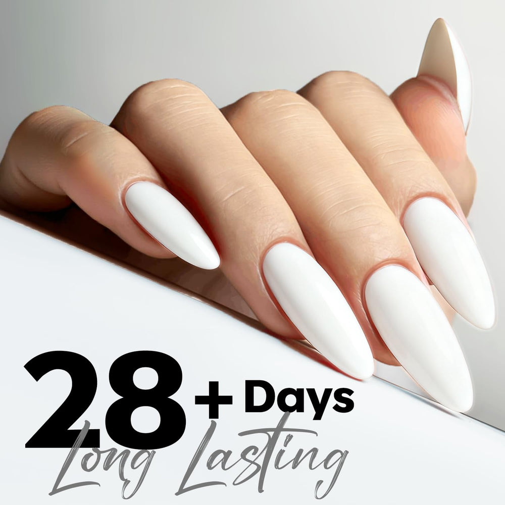 Modelones white gel nail polish brush applying smooth, even color on nails.