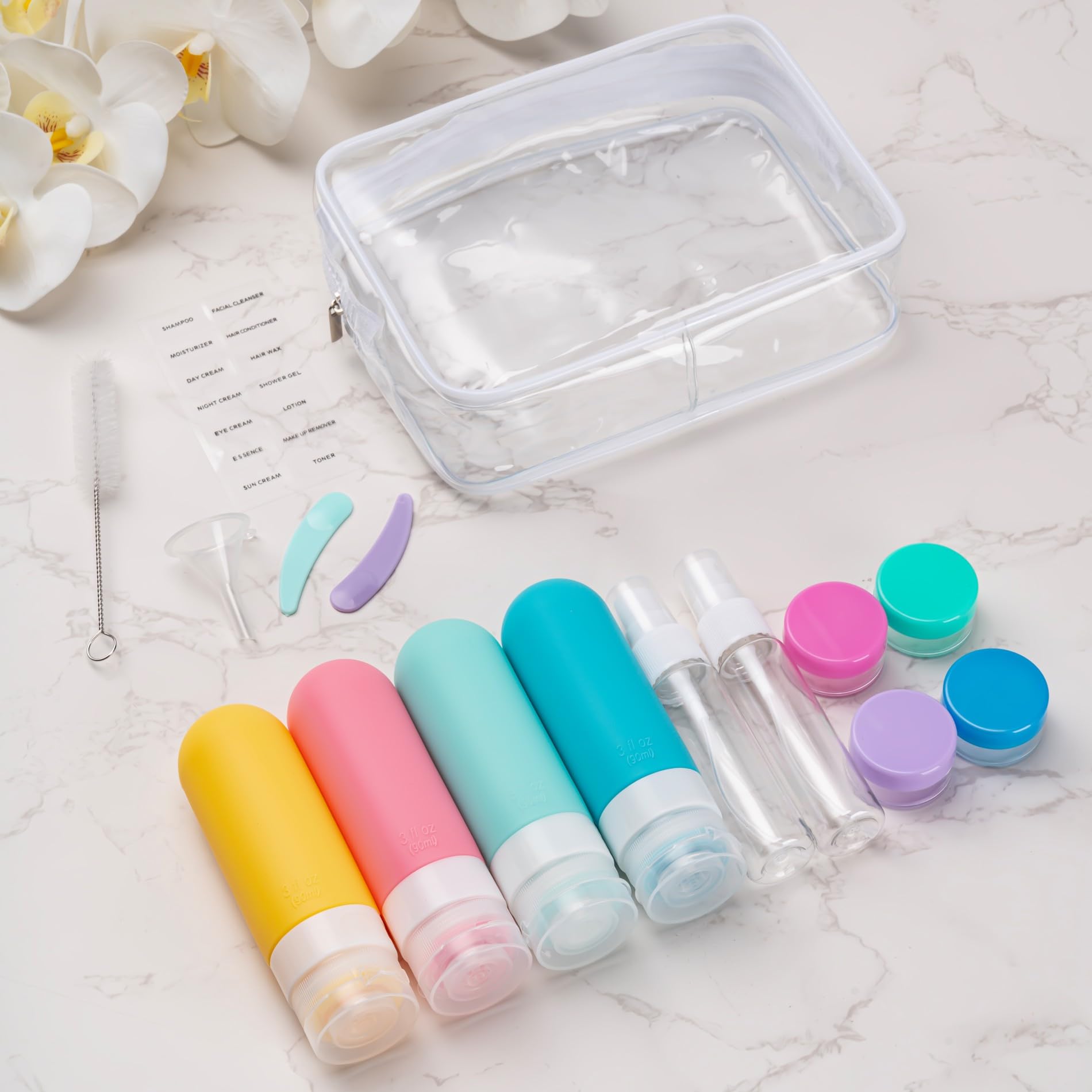 MODENGKONGJIAN clear travel bag with labels keeps items organized