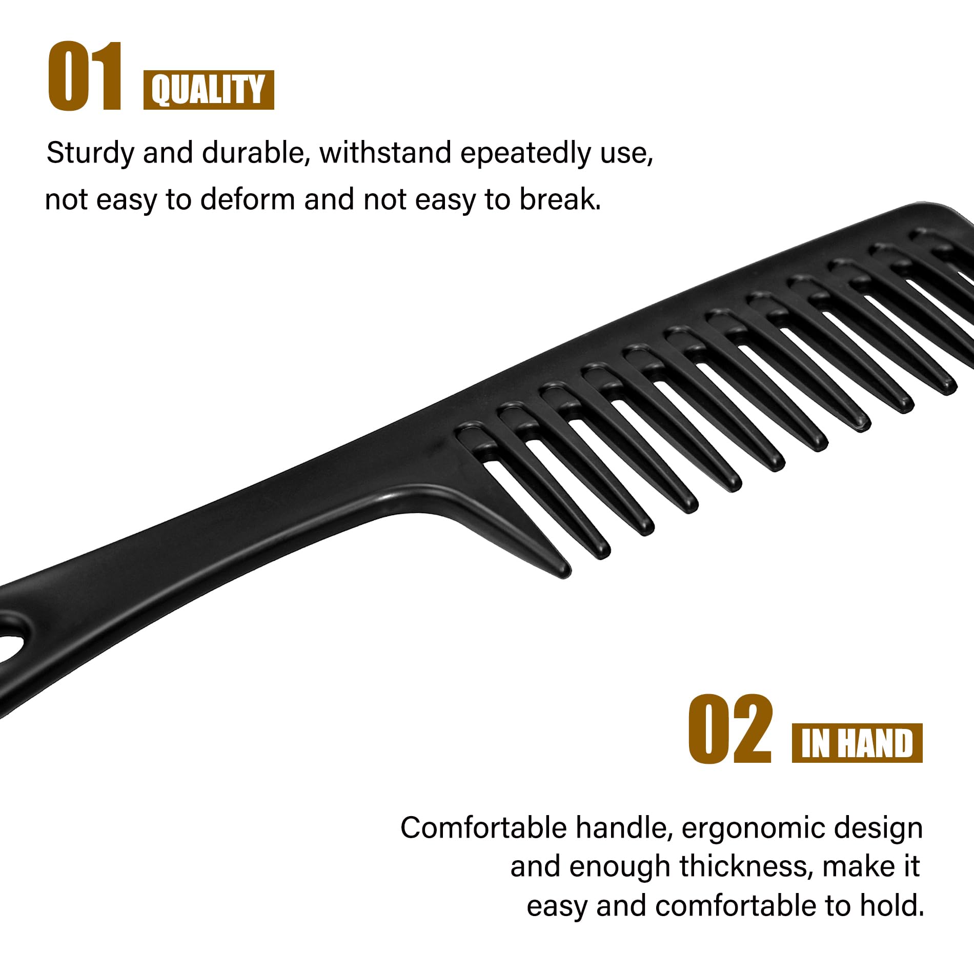 MODENGKONGJIAN wide-tooth detangling comb close-up shows wide teeth for curly hair.