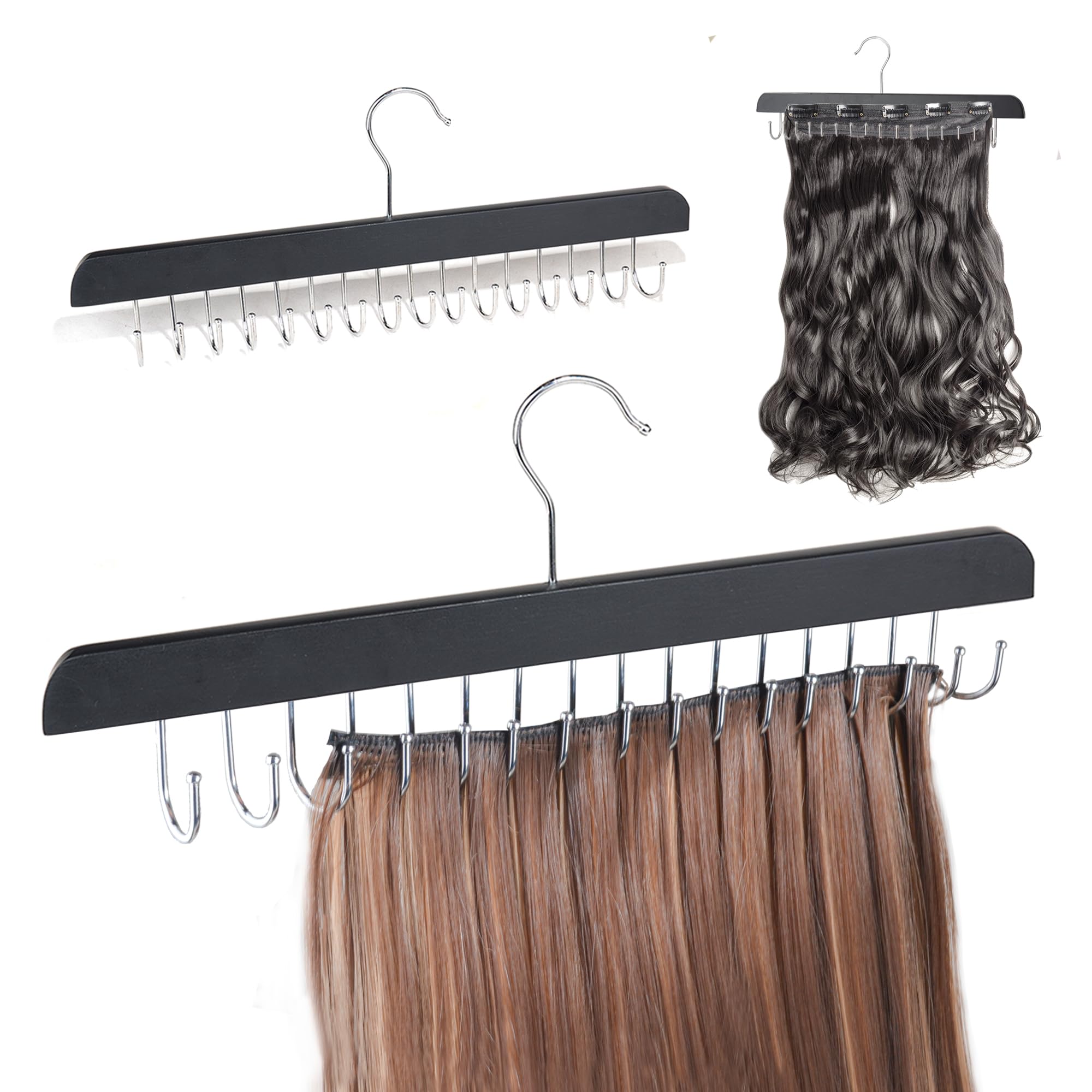 Modpion extra-long extension holder on wall mount keeps extensions accessible and tangle-free.