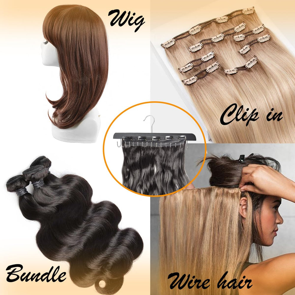Modpion hair-weft storage rack aids gentle drying and organization.