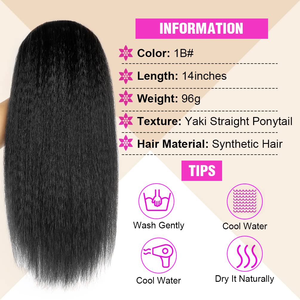 MODSIGHT Yaki Straight Ponytail care shot illustrating easy maintenance steps.