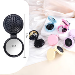 MoHern compact travel brush opened with mirror for touch ups.