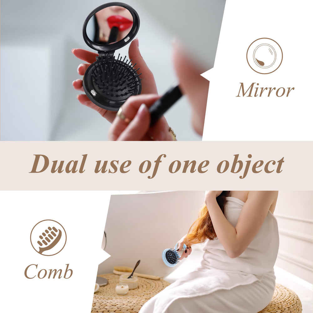 MoHern travel-size brush fits in purse or bag being held.