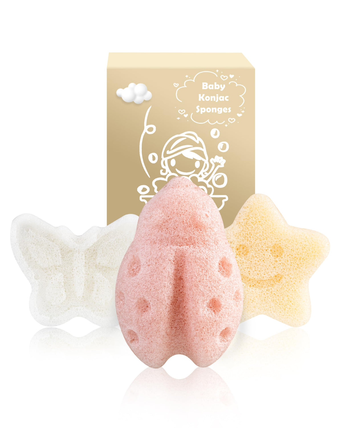 MoHern Konjac Butterfly white sponge for gentle newborn cleansing