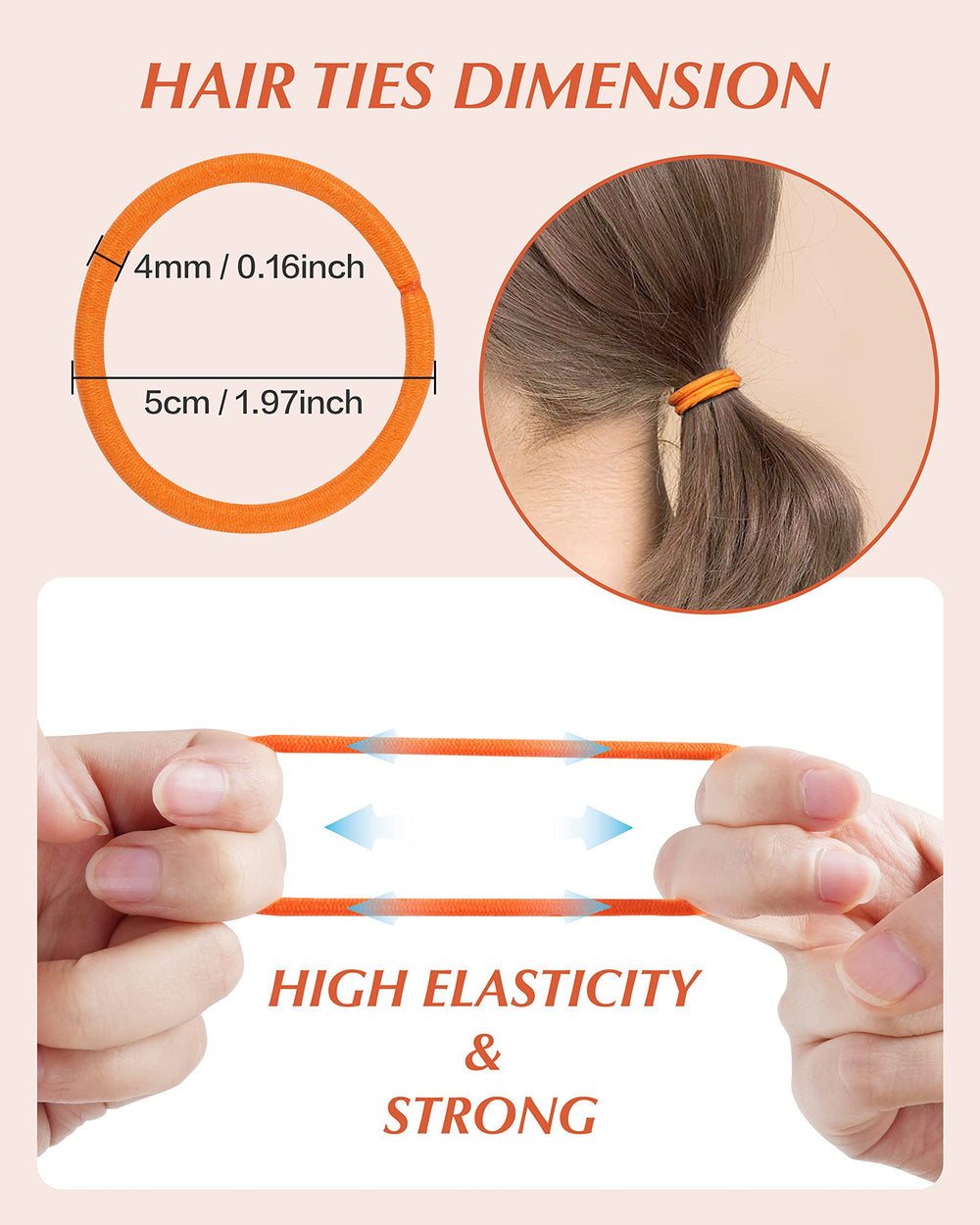 MoHern ligas 4mm sin metal para cabello suave y sin tirones.