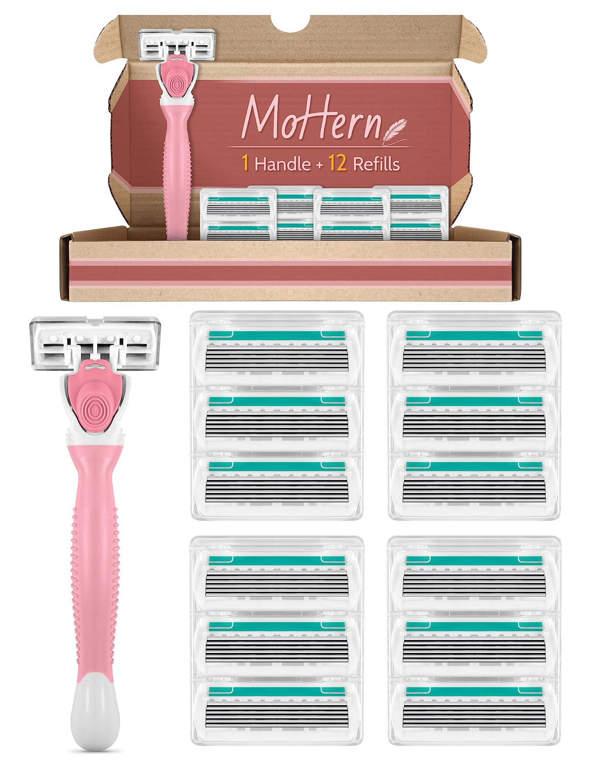 MoHern 6-blade razor for women with non-slip handle for gentle shaving