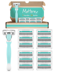 MoHern travel razor with green handle close-up for precise grooming on the go.