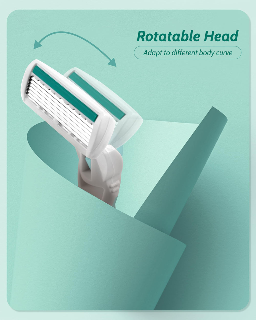 MoHern travel razor held in hand with green blades for smooth body shaving.