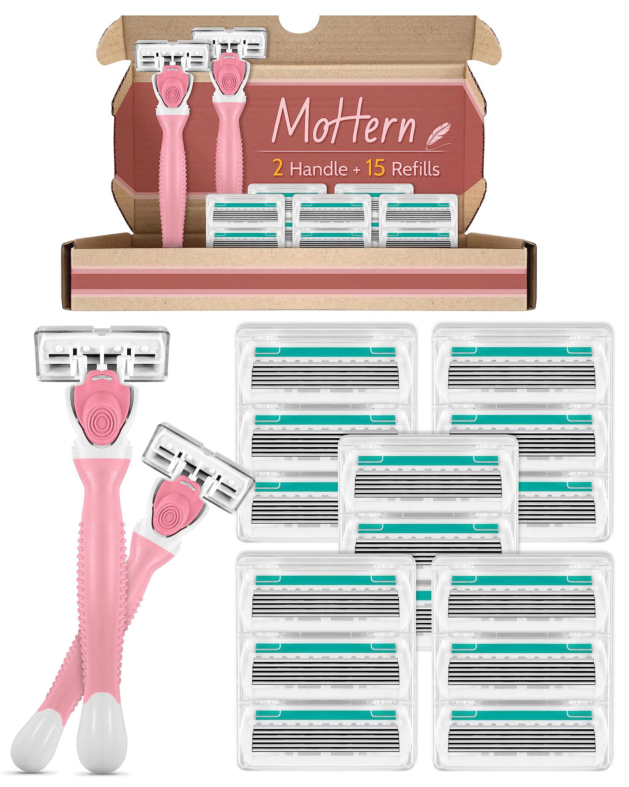 MoHern women's razor front view with six blades for a smooth shave