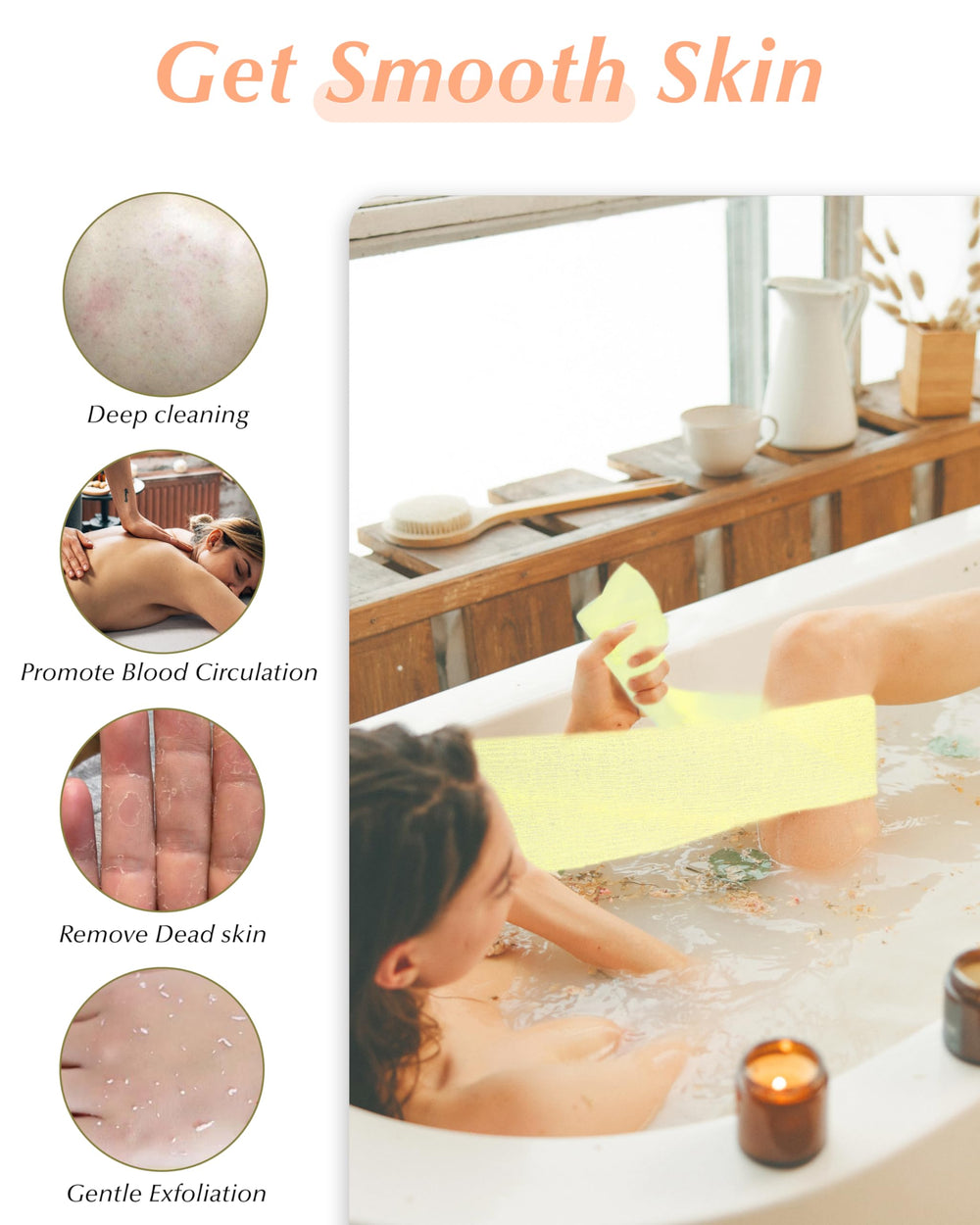 MoHern toallita exfoliante para ducha, uso diario y piel limpia