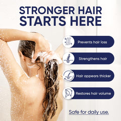 Moerie shampoo foam in hand creates a rich lather for gentle cleansing.