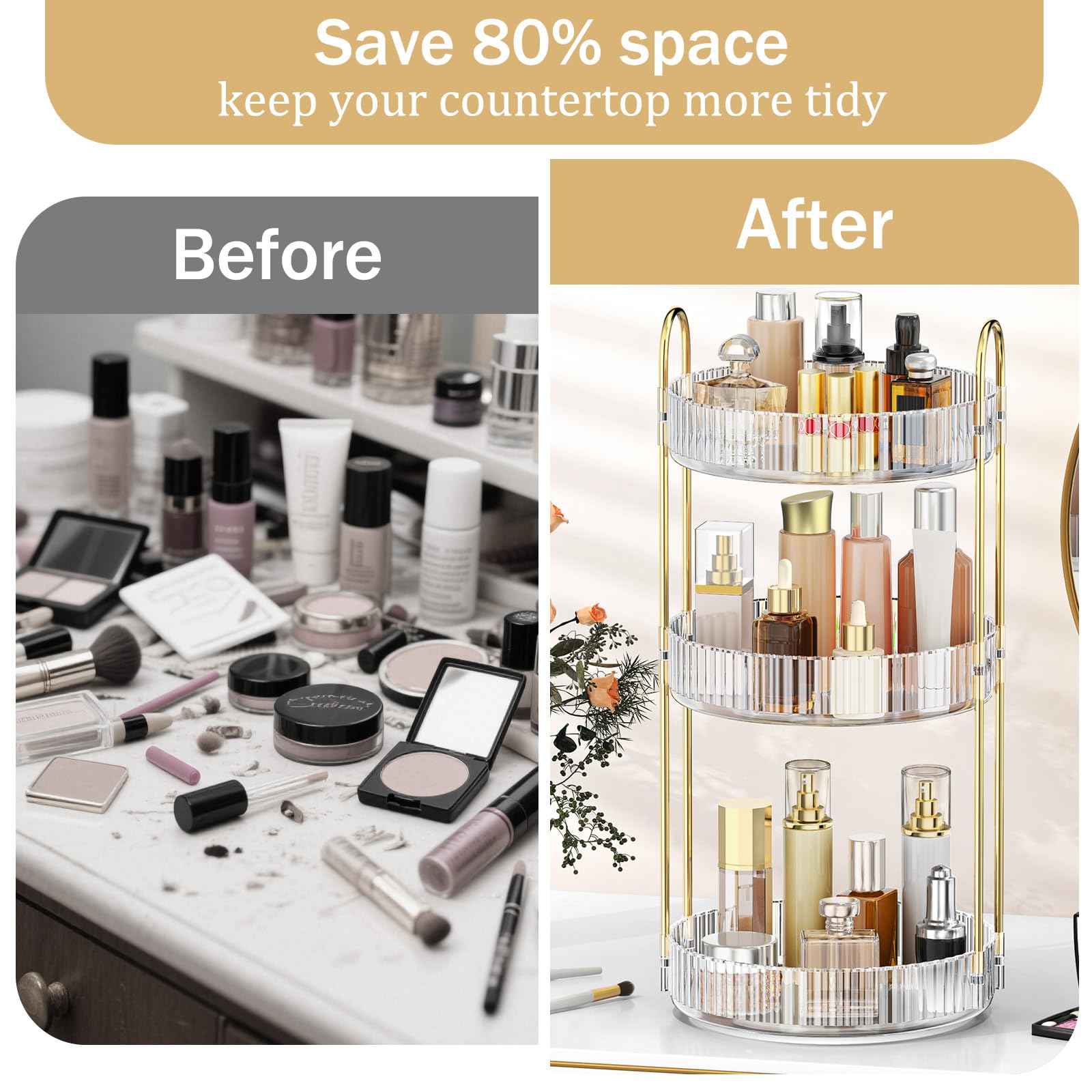 MOKANI large-capacity unit holds lipsticks, nail polish, and more.