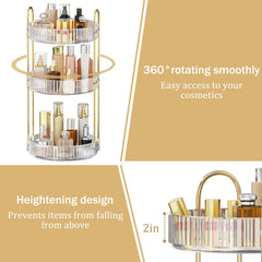 MOKANI three-tier perfume organizer maximizes vanity storage.