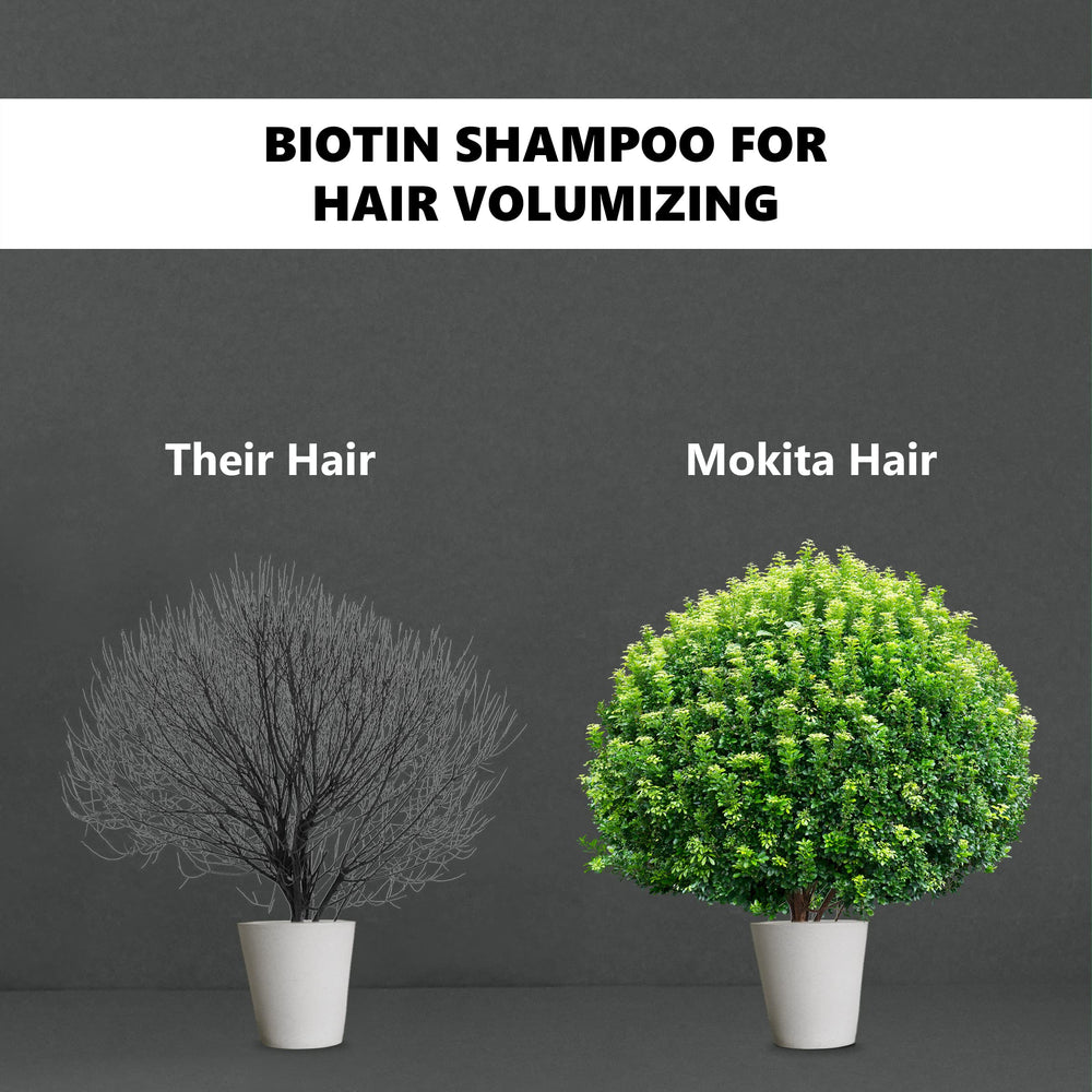 Mokita Naturals Hair Shampoo label closeup highlights sulfate-free vegan formula.