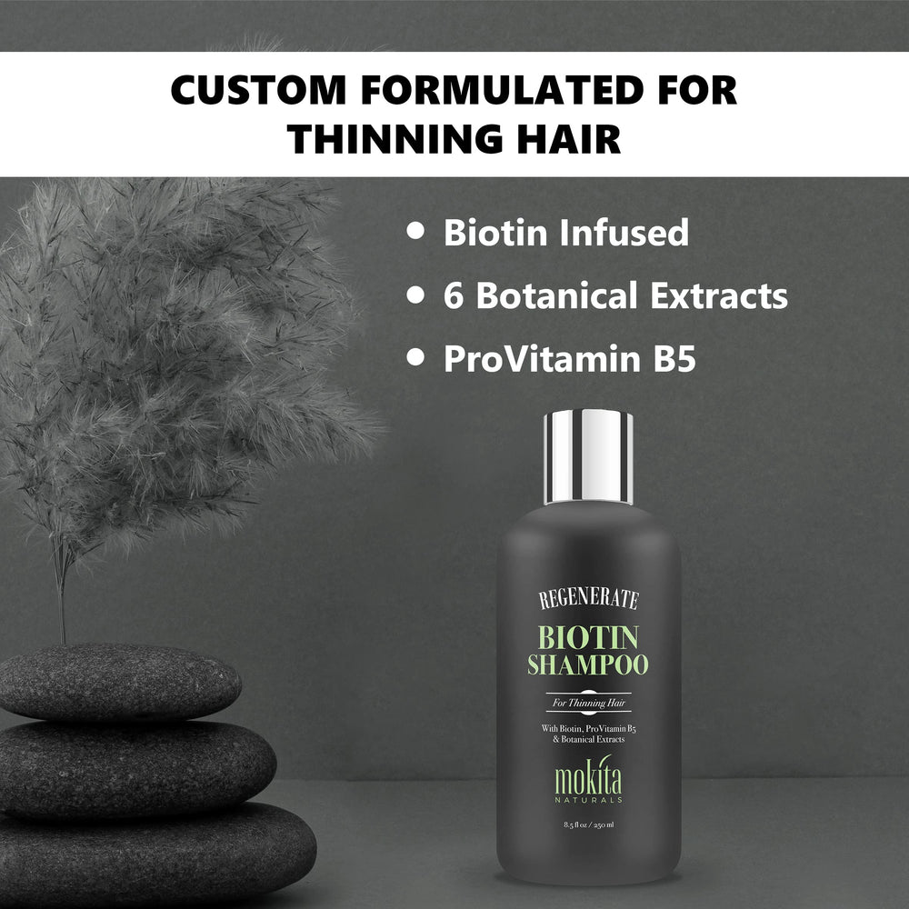 Mokita Naturals Hair Shampoo roots volume image suggests fuller hair.