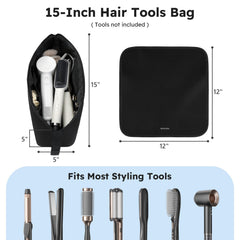 MOKURA travel bag with heat-resistant mat protects surfaces during styling sessions.