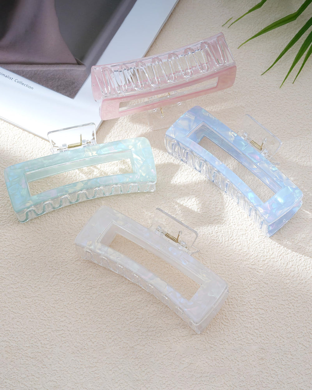 Molans clip grande acrílico, diseño rectangular para moños.