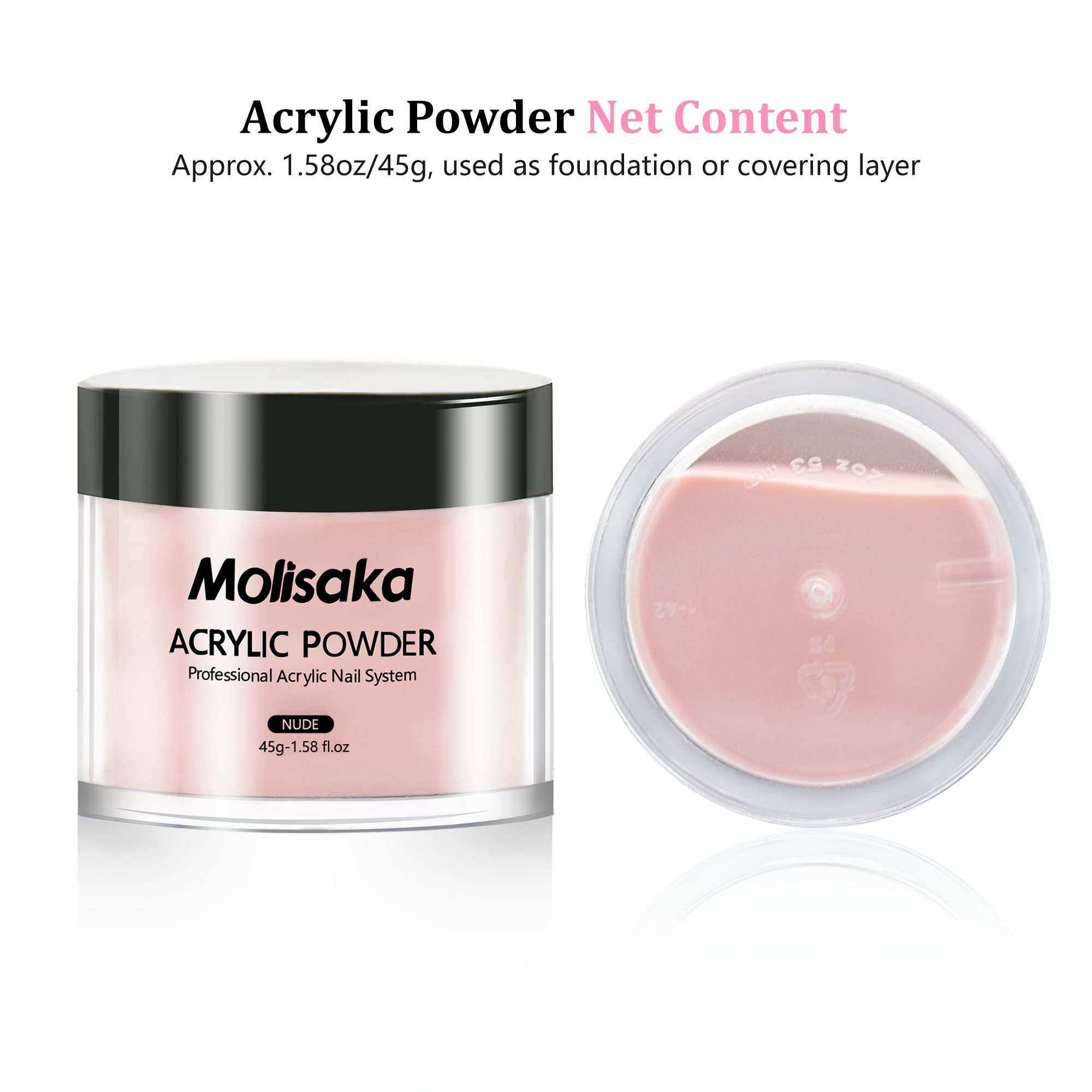 Molisaka Nude acrílico: ideal para uñas francesas y arte.
