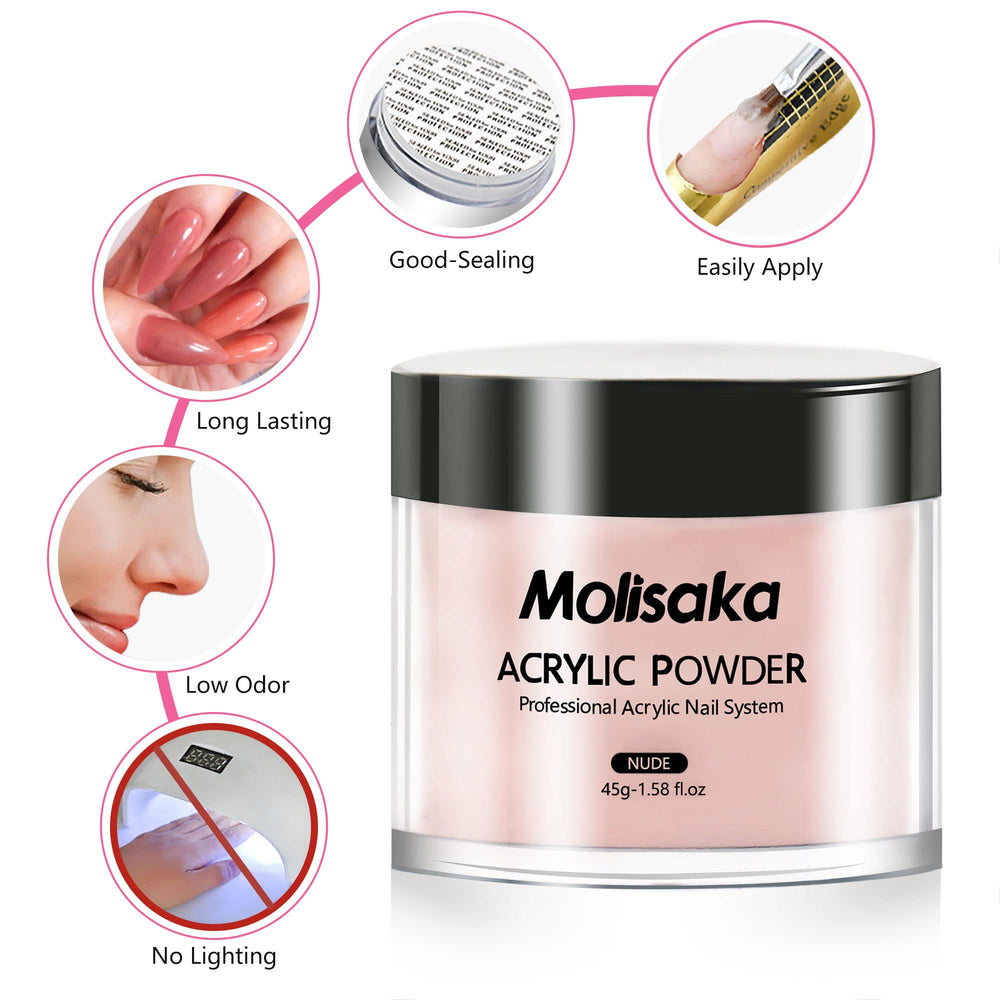 Molisaka Nude acrílico: extensión y cobertura uniforme.