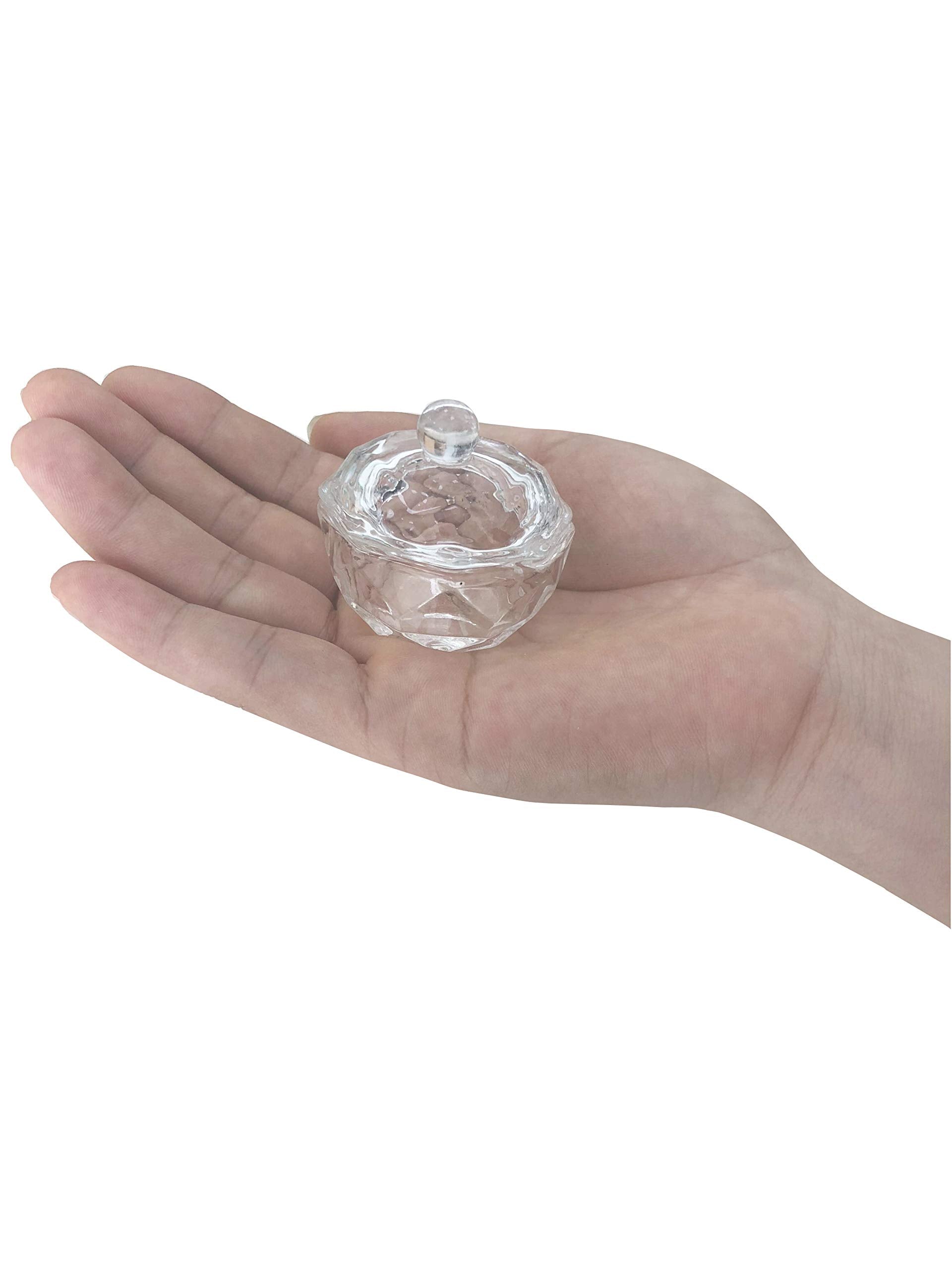 Mollensiuer conjunto de 2 tazones dappen de vidrio transparente con tapa para uñas