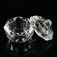 Mollensiuer vaso de vidrio cristal para arte de uñas con tapa