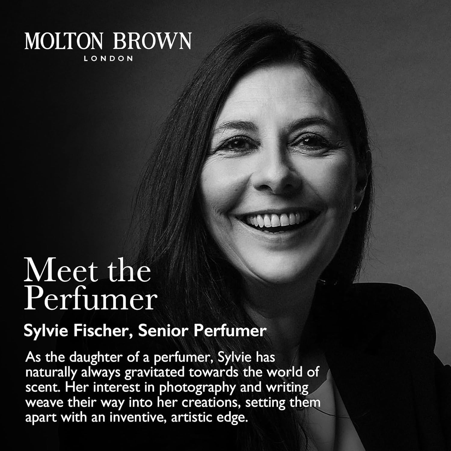 Molton Brown Dark Leather shown in a spa-like shower setting.