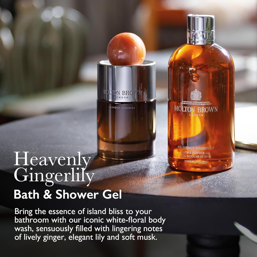 Molton Brown Heavenly Gingerlily body wash pour reveals long-lasting scent for mornings