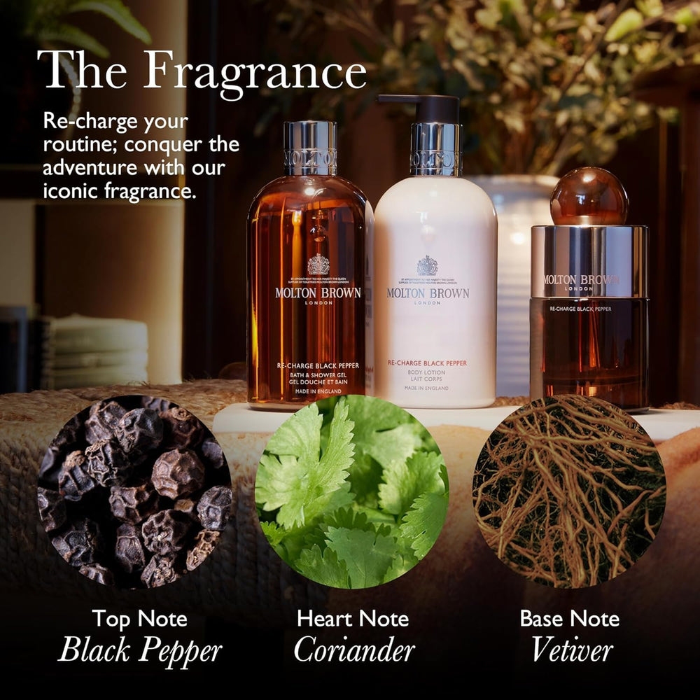 Spice-note close-up highlights pepper and coriander for a bold scent in Molton Brown.